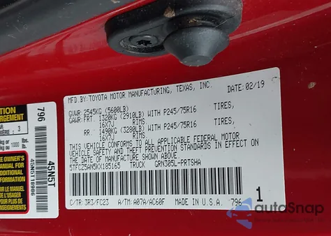 2019 Toyota Tacoma Sr5 V6 z USA, uszkodzony, nr VIN 5TFCZ5AN5KX185165